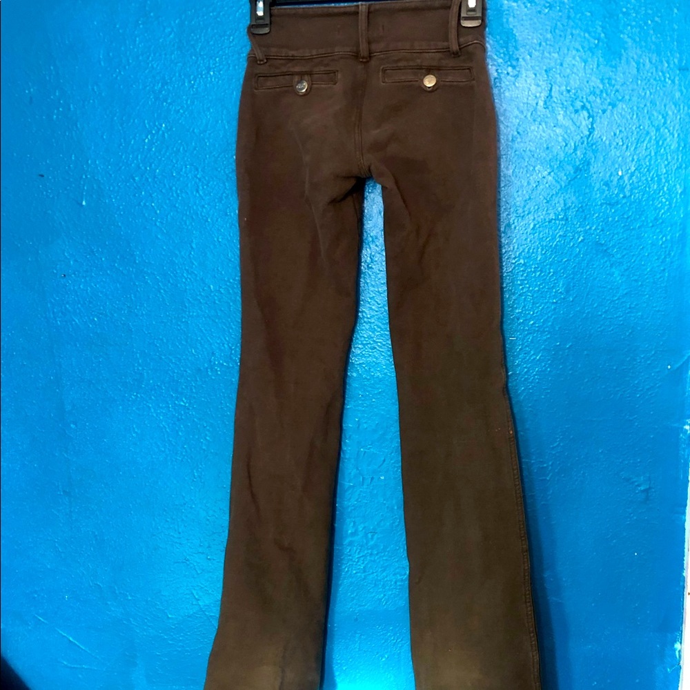 3 buttonbrown flare lowrise,thick stretchy fabric. only worn twice clean storage